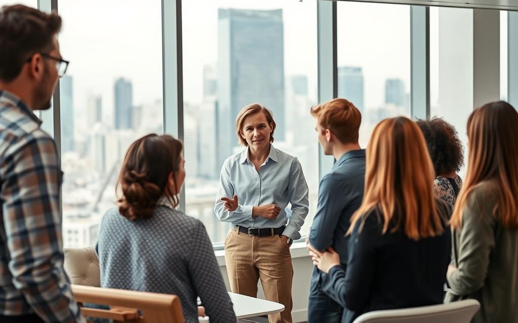 A Bright, Well-Lit Office Space With Modern Furniture And Clean Lines. In The Foreground, A Diverse Group Of Employees Engaged In A Lively Discussion, Their Body Language Conveying Determination And Resilience. In The Middle Ground, A Supportive Hr Representative Offering Guidance, Their Facial Expression Exuding Empathy. In The Background, A Large Window Overlooking A Bustling City Skyline, Symbolizing The Wider Legal Landscape. The Overall Atmosphere Is One Of Collaboration, Problem-Solving, And A Steadfast Commitment To Upholding Workplace Rights And Seeking Just Solutions. A Bright, Well-Lit Office Space With Modern Furniture And Clean Lines. In The Foreground, A Diverse Group Of Employees Engaged In A Lively Discussion, Their Body Language Conveying Determination And Resilience. In The Middle Ground, A Supportive Hr Representative Offering Guidance, Their Facial Expression Exuding Empathy. In The Background, A Large Window Overlooking A Bustling City Skyline, Symbolizing The Wider Legal Landscape. The Overall Atmosphere Is One Of Collaboration, Problem-Solving, And A Steadfast Commitment To Upholding Workplace Rights And Seeking Just Solutions.